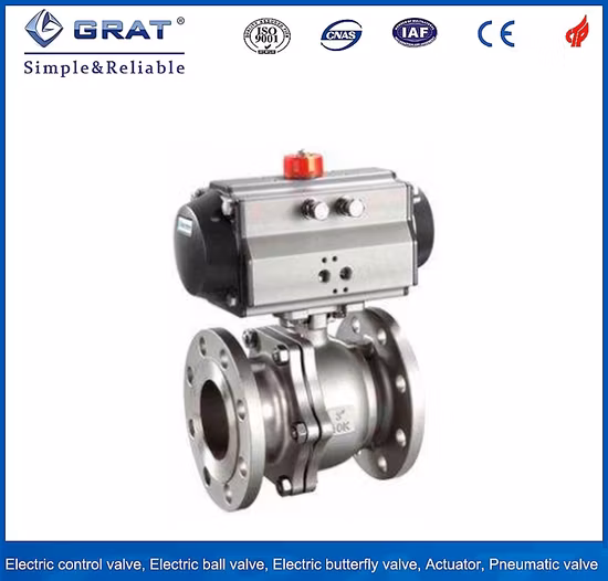 Válvula de bola pneumática da única ação da flange do corpo Pn40 Stl Seat de DN15 SS304